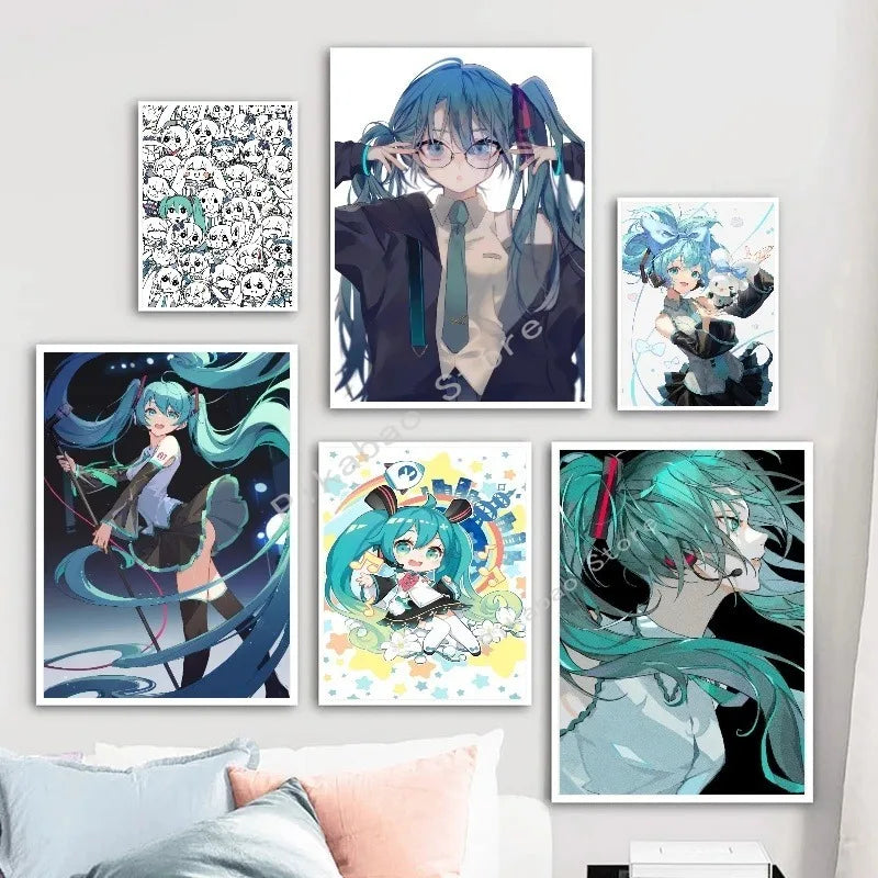 H-Hatsune Anime Miku-Poster Cartoon beautiful girl Anime Canvas Print Poster Poster Wall Art Decoration For Home Room Decoration H-Hatsune Anime Miku-Poster Cartoon beautiful girl Anime Canvas Print Poster Poster Wall Art Decoration For Home Room Decoration